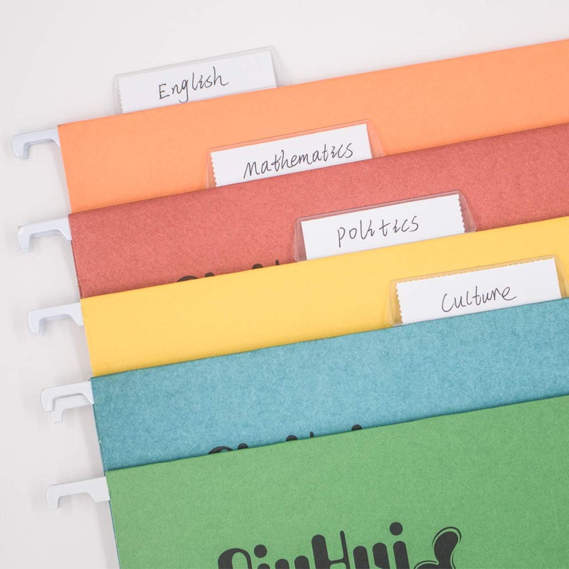 JIKIOU 210pcs Hanging File Folder Tabs and 210pcs Blank 2inch Inserts per Pack for Quick Identification of Hanging Files, Easy to Read, Clear - Image 5